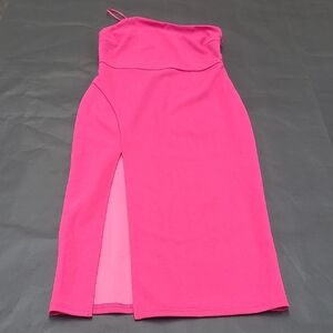 Hello Molly Elegant Pink One-Shoulder Dress With Front Slit Size 8